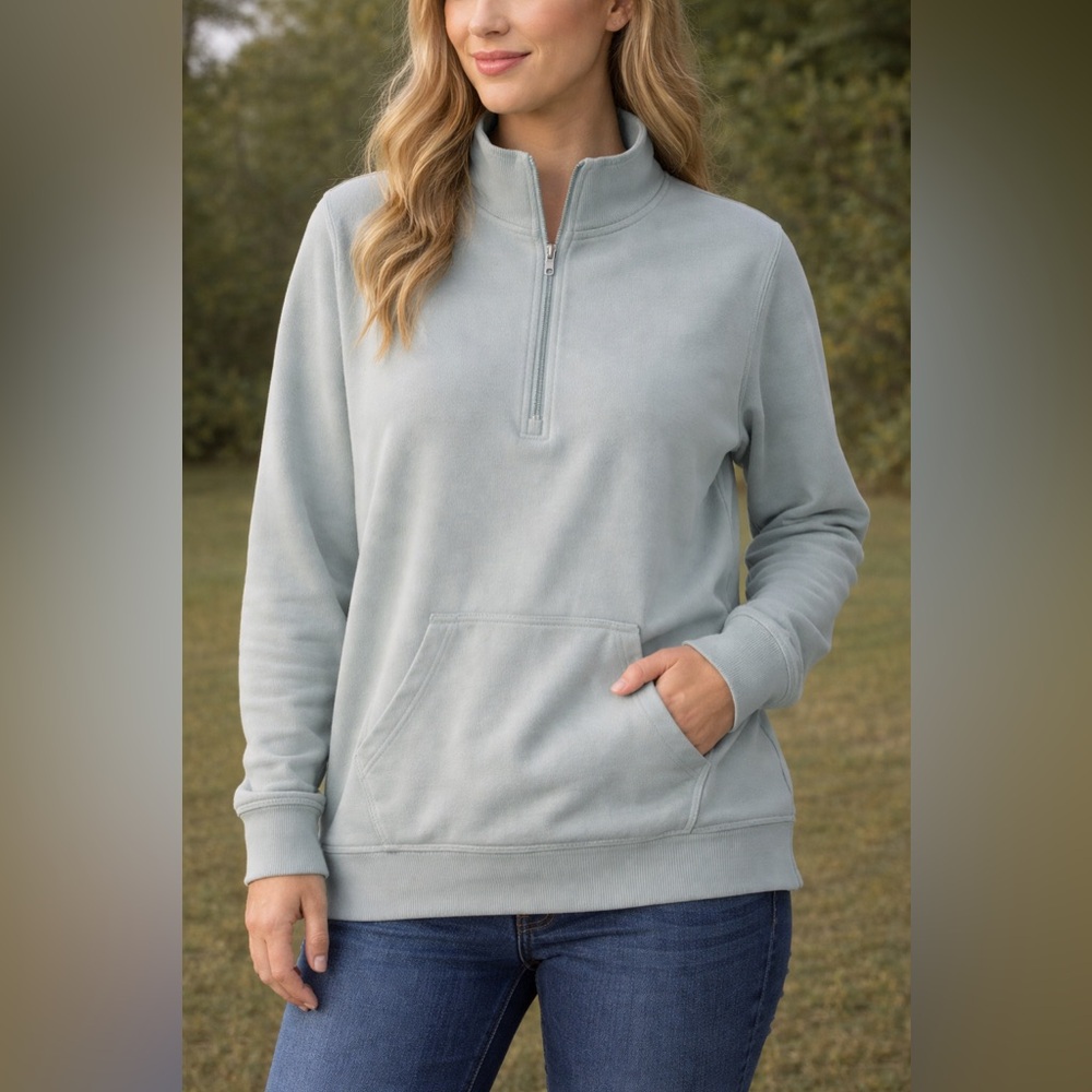 Marc New York Andrew Marc Light Blue Zipper Sweater Size Medium